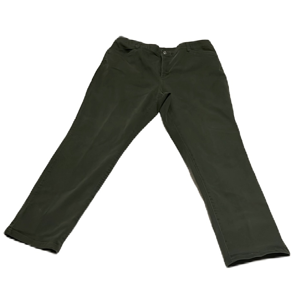 SignaturesSlimming CJ Banks,4-Pocket, Straight Leg,Casual Pants, money Green,18W - Picture 2 of 9